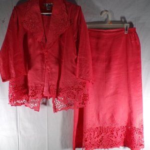 PEACH 3 PIECE SUIT SZ LARGE